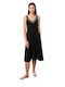 Vamp Καλοκαιρινό Midi Φόρεμα Μαύρο