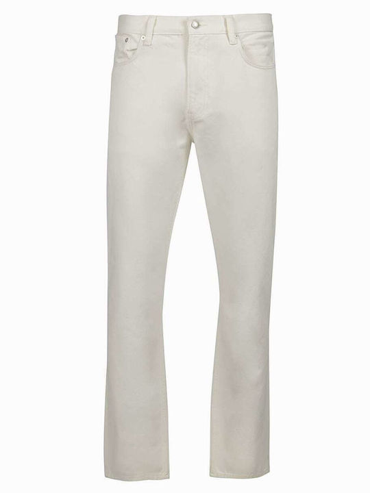 Men's Elastic Jeans Pants with Relaxed Straight Fit White