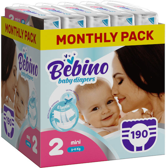 Bebino Πάνες με Αυτοκόλλητο Mini Monthly Pack No. 2 για 3-6kg 190τμχ