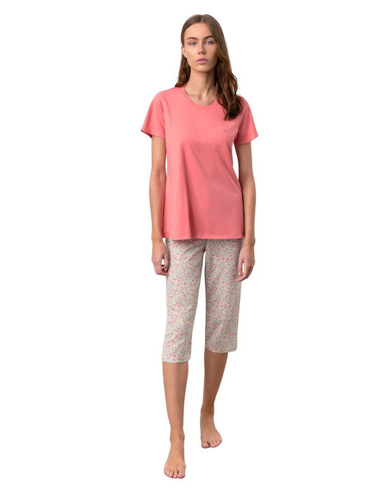 Vamp Sommer Damen Pyjama-Set Baumwolle Rosa