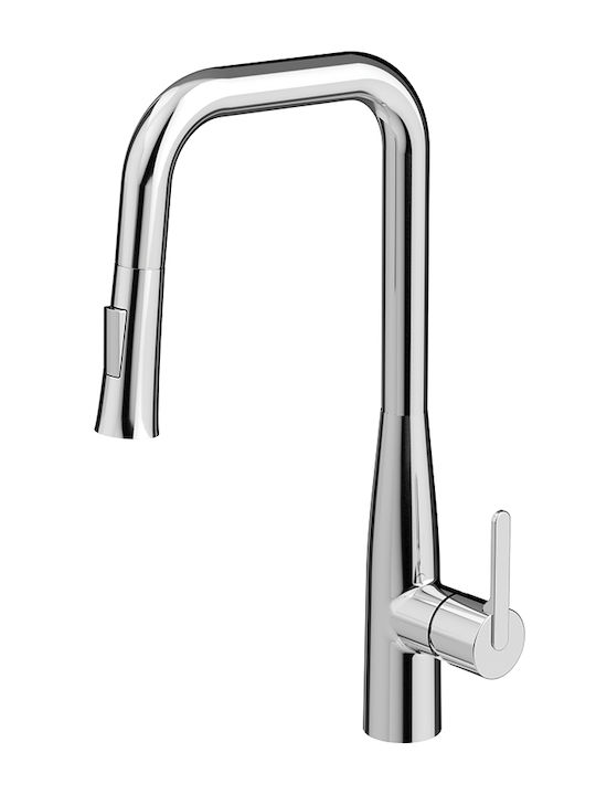 Orabella Comfort Tall Kitchen Faucet Counter with Shower Silver