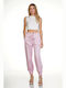 Women's Fabric Trousers with Elastic Balloon Line Pink