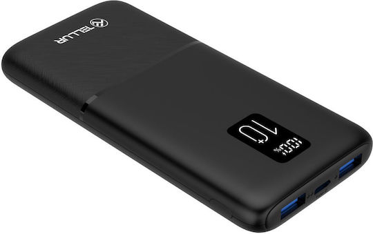 Tellur PD102 Външна Батерия 10000mAh 22.5W с 2 USB-A Изходни Порта и USB-C Изходен Порт Бързо Зареждане Черен