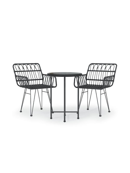 Set Dining for Small Outdoor Spaces Black 3pcs