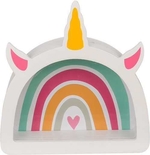 Out of the Blue Rainbow Unicorn Money Box Wooden Multicolored 17.5x5x18cm