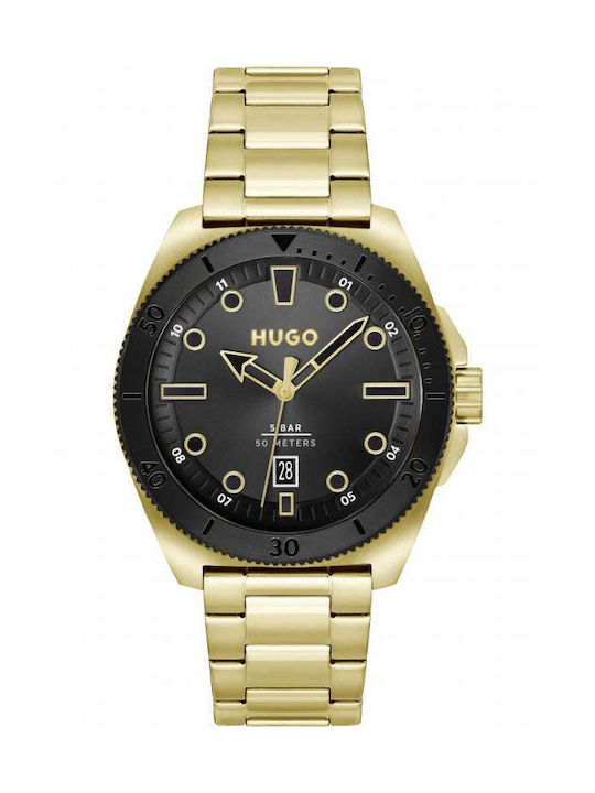 Hugo Boss Uhr Batterie mit Gold Metallarmband