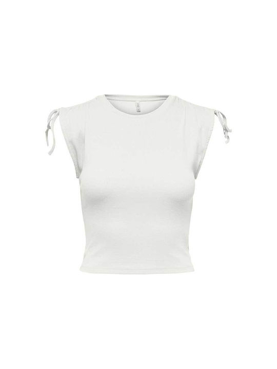 Only 15226489 Damen Crop Top Ärmellos Weiß