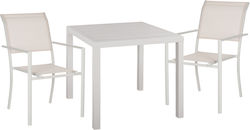 Outdoor Dinning Room Set for Small Spaces White 3pcs