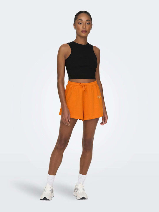 Only Damen Sommerliches Crop Top Baumwolle Ärmellos Schwarz