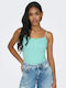 Only Women's Summer Crop Top Cotton with Straps Aruba Blue