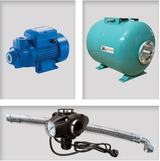Plus 303502 Cu o singură fază Pompa de presiune pentru apă cu rezervor Orizontal de 50lt litri 0.5hp