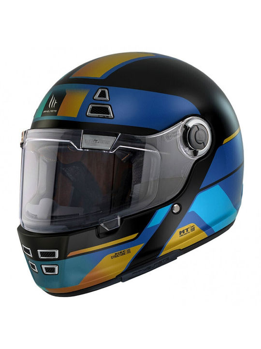 MT Jarama Full Face Helmet with Sun Visor DOT / ECE 22.06 1400gr 68TH C7 Matt Blue MTH000KRA415