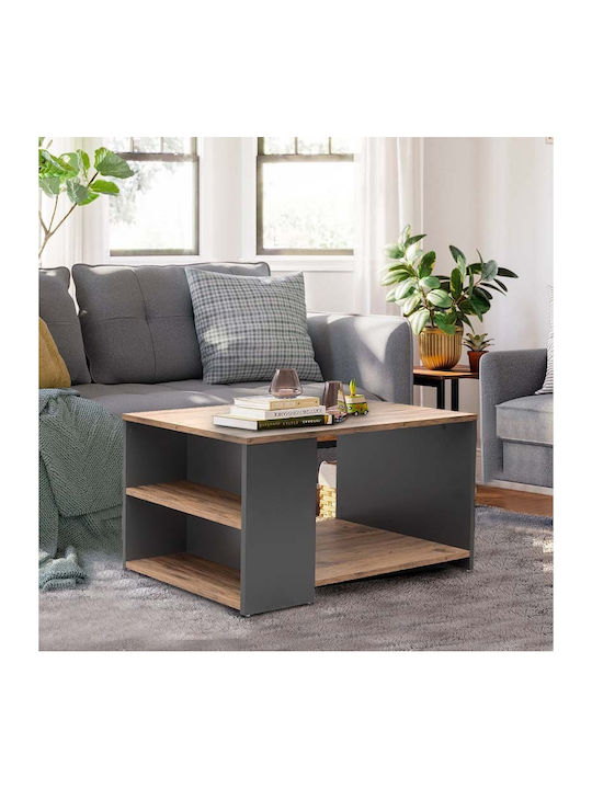 Rectangular Central Coffee Table Sylvia Wooden Pine Oak / Anthracite M90.2xW59.2xH48.1cm