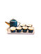 Tea Set with Cup Porcelain Green 7pcs