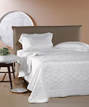 Kentia Cotton Satin Set of 3pcs Bridal Blanket Super Double with 2 Pillowcases with Lace Carlota White 250x230cm