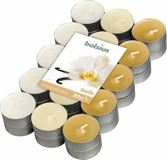 Bolsius Vanilla Scented Tealights Up To 4 Hours Duration 30 Pieces