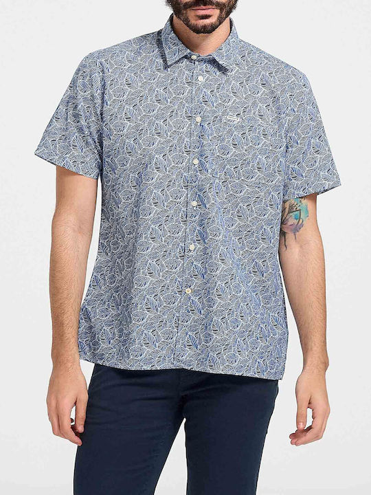 Barbour Men's Shirt Short Sleeve Cotton Floral Blue