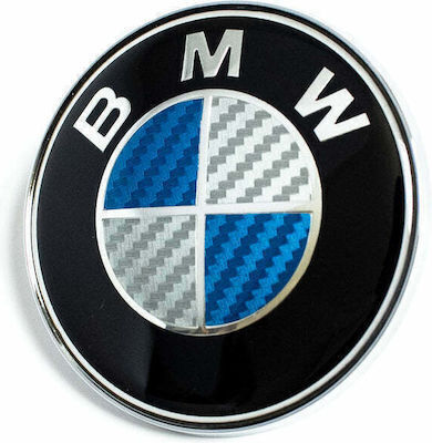 Carner Car Brand Logo Hood for Bmw BMW Badge Carbon Blue - White Small 73mm