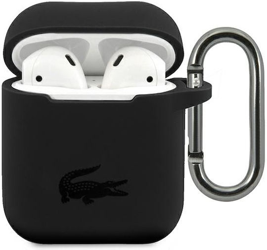 Lacoste Калъф с кука в Черен цвят за Apple AirPods 1 / AirPods 2