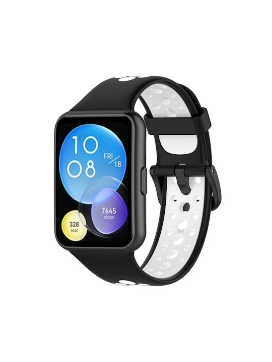 Λουράκι Σιλικόνης Μαύρο/Λευκό (Huawei Watch Fit 2)