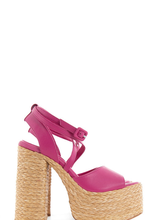 Paloma Barcelo Heel Sandals Colette - Magenta Sandals (Women's Leather Magenta - 402356)