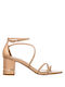 Exe Women's Sandals with Strass & Ankle Strap Pink Gold