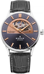 Edox Ρολόι Μπαταρίας με Δερμάτινο Λουράκι σε Μαύρο χρώμα