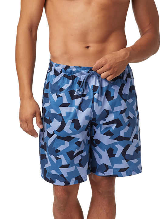 Minerva Men's Summer Cotton Pajama Bermuda Blue