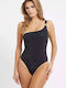 Guess One-Piece Swimsuit with One Shoulder & Open Back Black