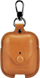 TerraTec AirBox Shape Fixed Hülle Synthetisches Leder mit Haken Light Brown für Apple AirPods 1 / AirPods 2