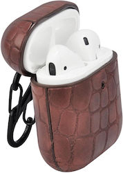 TerraTec AirBox Stone Pattern Калъф с кука Dark Brown за Apple AirPods 1 / AirPods 2