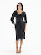 565210 Midi Evening Dress Satin Black