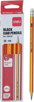 Deli Pencil HB Set with Eraser Yellow 12pcs