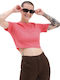 Vans Damen Sportliches Crop Top Kurzärmelig Rosa