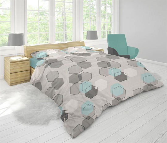 Dimcol Пухено Куинсайз 220x240бр Hexagon 395 Grey 300 г/м²Gsm