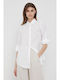 Ralph Lauren Langärmelig Damen Leinen Hemd Weiß Monochrom