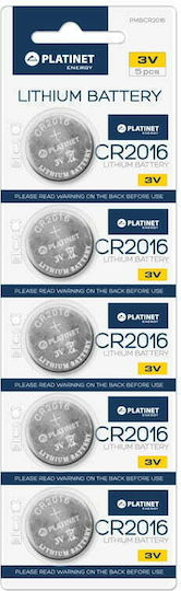 Platinet Батерии Литий За часовници CR2016 3V 5бр
