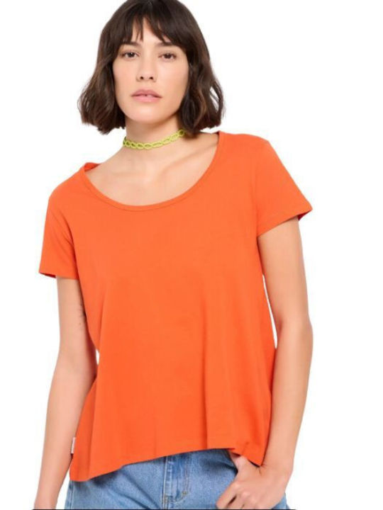 Funky Buddha Women's Athletic T-shirt Orange Rust