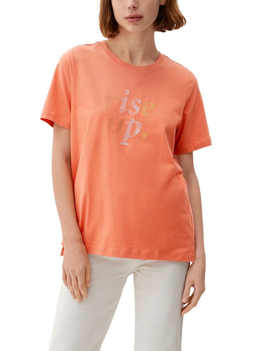 S.Oliver Women\'s T-Shirt Orange Logo Print 2130232-27D0