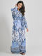 Ble Resort Collection Καλοκαιρινό Maxi Σεμιζιέ Φόρεμα Μπλε