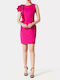 Forel Summer Mini Evening Dress with Ruffle Fuchsia