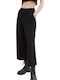 Women's Fabric Capri Trousers with Elastic Black