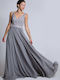 Eden Evening Dress with Rhinestones Grey