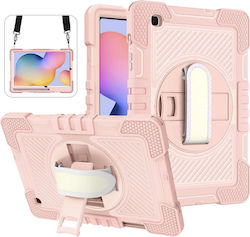 Techsuit Stripeshell 360 Klappdeckel Silikon Drehbar Stoßfest für Kinder Rosa (Galaxy Tab S6 Lite 10.4) KF2312319