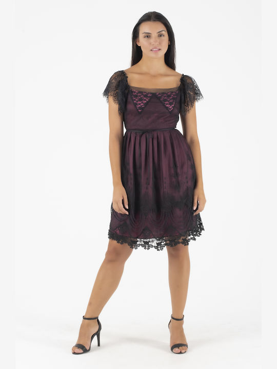 TWIN-SET MIDI BLACK LACE DRESS P2A2KN