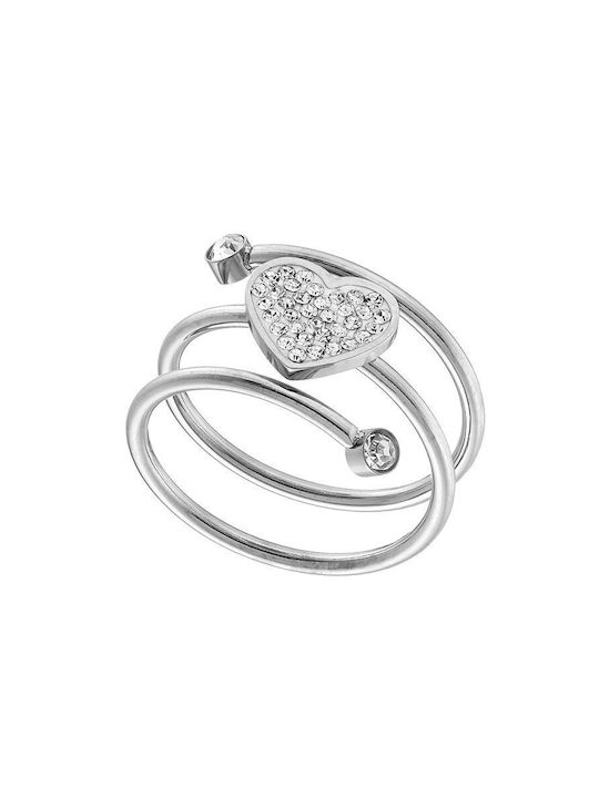 Steel ring with heart AS30874