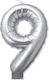 Procos Birthday Candle Number "9" in Silver Color 92590