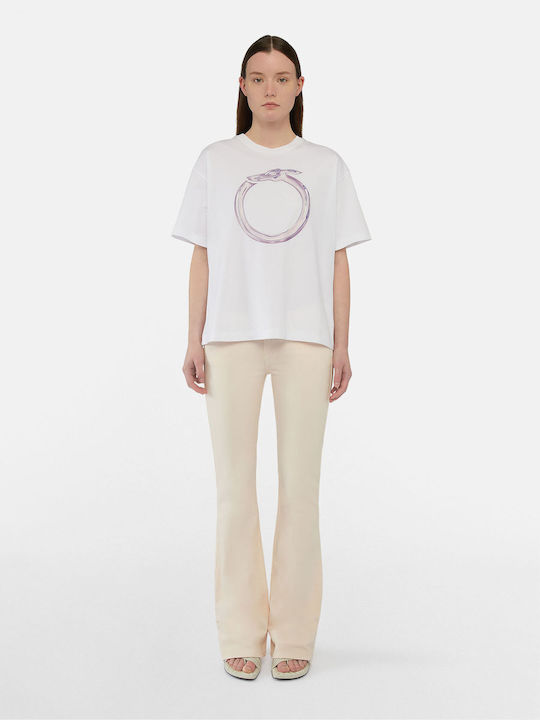 Trussardi Γυναικείο T-shirt Λευκό με Στάμπα