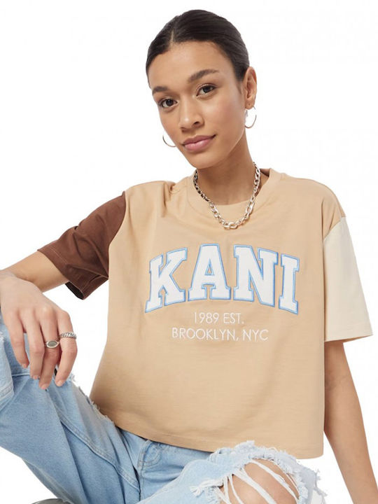 Karl Kani Serif Women's Crop T-shirt Beige