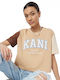 Karl Kani Serif Γυναικείο Crop T-shirt Μπεζ